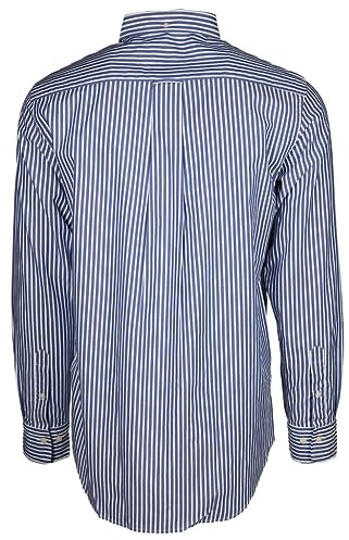 GANT Men's Reg Poplin Stripe Shirt, College Blue, L