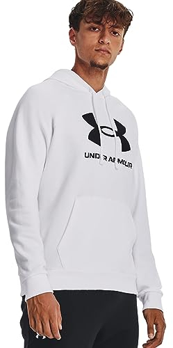 Under Armour Felpa con Cappuccio in Pile con Logo Rival Uomo, Bianco, XXL