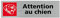 Pictogramme ATTENTION AU CHIEN (Q0401). Signalisation Porte - 170 X 50 mm - Autocollant souple ou plaque alu brossé 2mm. - Adhésif aspect aluminium brossé - Adhésif aspect aluminium brossé -