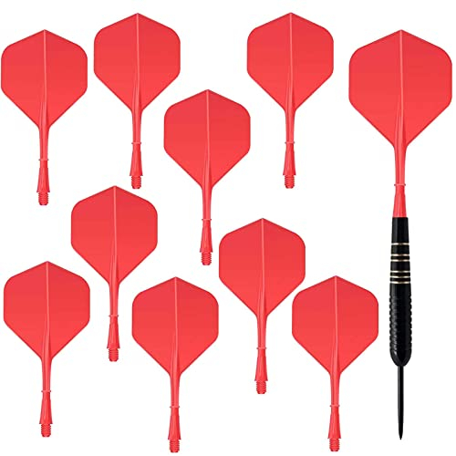 HERZWILD Dart Schäfte und Flights aus einem Stück Dartpfeile Zubehör Dart filghts Dart shafts (Rot)