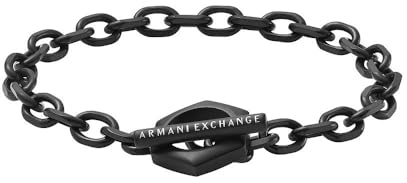 Armani Exchange Herren-Gliederarmband Edelstahl schwarz, AXG0105001