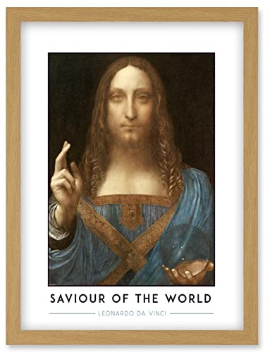 Wee Blue Coo Leonardo Da Vinci Saviour Of The World Salvator Mundi Painting Artwork Framed Wall Art Print A4