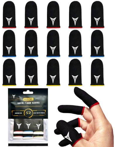 E-Sports Lot de 15 manchettes de doigts pour jeux vidéo 3 couleurs, nanofibres supraconductrices de 0,15 mm, sensation lisse, anti-transpiration, extrêmement fines, compatibles avec tous les appareils