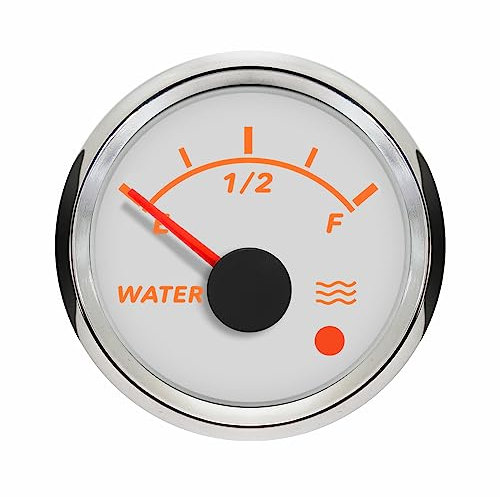 ELING 52 mm 2 Zoll Wasserstandsanzeige Messgerät 0–190 Ohm 240–33 Ohm Signal einstellbar mit 8 Farben Hintergrundbeleuchtung mit Alarm für Limousinenboote Yachten