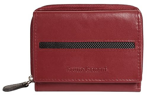 bruno banani Geldbörse Echt Leder Damen | RFID-Schutz, Münzfach mit Reißverschluss, Handliches Portemonnaie rot | 021915