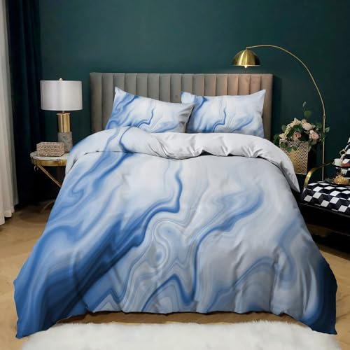 XCQHZYQ Bettwäsche 135x200 cm Blaue Textur 3 Teilig Bettbezug Bettwäsche-Sets Knitterfrei Weich Mikrofaser mit 2 mal Kissenbezüge 80x80 cm, mit Reißverschluss