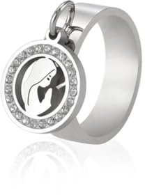 Gu Feng Stainless Steel Gold Color Ring with Holy Virgin Mary Clear Zircon Round Pendant Religious Catholic Jewelry for Women