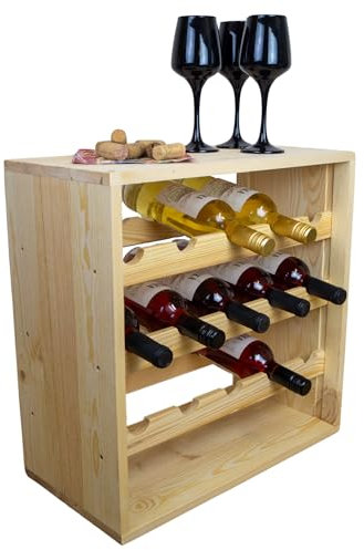 Truhenking Flaschenregal für 15 Flaschen Weinschrank Weinständer Weinregal bodenstehend stabil auch für Gastronomie (Natur)