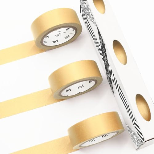 mt masking tape MT Ruban de masquage Washi – Ruban adhésif en papier washi – 15 mm x 7 m (doré)