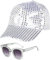 EUPSIIU 2 Stück Disco Accessoires,70er Jahre Kostüm Glitzer Disco Sonnenbrille Strass Pailletten Ohrringe Hut 80er Jahre Outfit Damen für Fasching Karneval Disco Kostüm Damen (2 Stück)