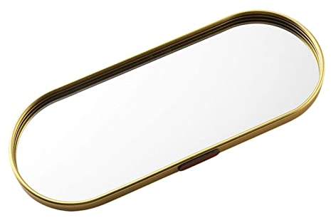 Bandeja de Espejo de, Bandeja de tocador de Metal Ovalada para Joyas, Bandeja de Espejo Ovalada Dorada, Organizador de perfumes, Bandeja de Espejo Decorativa, Bandeja de Espejo Dorado Vintage