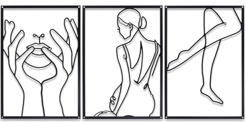 Yunjuhop Goldene Wanddekoration aus Metall, Wandbehangskulpturen, minimalistisches Wandbild, abstrakte Kunst, Wandskulpturen für Moderne über dem Bett