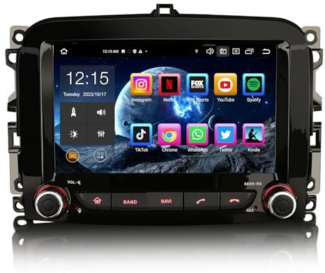 Erisin 7 pollici 8-Core 4GB+64GB Android 13 Autoradio GPS Navigatore per Fiat 500L 2012-2017 Supporto CarPlay Senza fili Android Auto Bluetooth 5.0 WiFi DSP DAB+ USB FM RDS OBD2 Schermo Tattile Canbus
