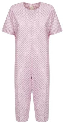 Emy Pigiama Intero Donna Uomo - Pigiama Sanitario per Anziani con Cerniera Posteriore Estivo Manica Corta Anziano in Cotone 100% Italy(IT, Testo, XL, Regular, Regular, Cerchio Rosa)