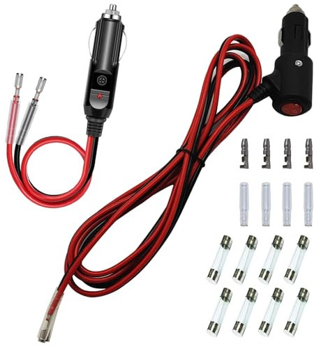 GTIWUNG 2 Stück KFZ Auto Zigarettenanzünder Stecker 16AWG 110cm Verlängerungskabel mit Ein/Aus Schalter, Eingebaute 15A Sicherung, 12V-24V KFZ Zigarettenanzünder Steckdose Netzstecker Adapter