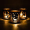 Toptime Teelichthalter Weihnachten, 3er Set Schwarz Gold Windlicht Glas mit Weihnachtsbaum Rentier Schneeflocke, Modern Teelichtgläser für Tischdeko, Kerzengläser für Feiertage, Neujahr, Partys, 7x8cm