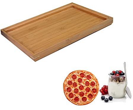 Bandeja rectangular moderna de bambú para servir, bandeja de servir de bambú de estilo japonés para muchas ocasiones, como el restaurante Home Hotel (color de registro)