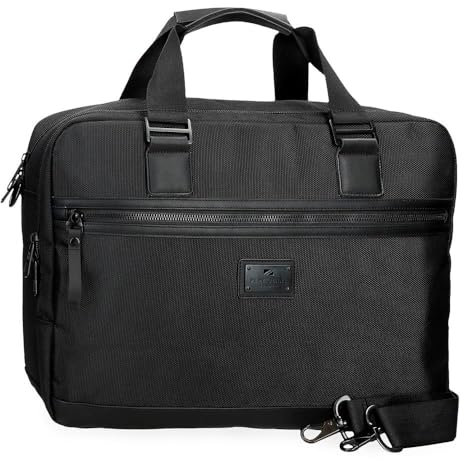 Pepe Jeans Blackmore Carteron para Portátil Portátil 15,6 pulgadas Negro 40x30x11 cms Poliéster con detalles en Piel Sintética 13,2L by Joumma Bags