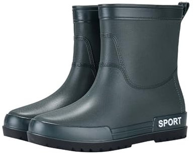 SRTUMEY Uomini Brevi Stivali di Gomma Taglia Uomini Pioggia Slip Scarpe Casual Stivali Corti Acqua Caviglia Outdoor Moda Uomo Casual Scarpe, Verde, 39 1/3 EU