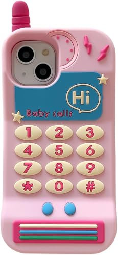 SGVAHY Kawaii Handyhüllen für iPhone 11, niedliche Cartoon-Babyanrufe, 3D, lustig, rosa, Retro, klassische Handyhülle, für Damen und Mädchen, weiches Silikon, stoßfeste Schutzhülle für iPhone 11
