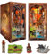 UINOFER Holz Book Nook Kit, Miniatur Puppenhaus Haus, Miniatur Kit 3D Holzpuzzle Buchstützen aus Holz, Modellbausätze für Erwachsene Teens zum Bauen (Ring)