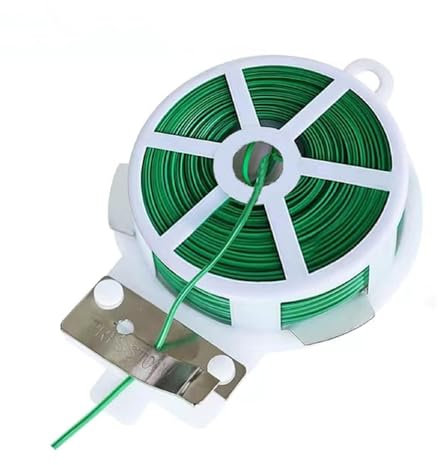 Alambre Plastificado, 100 M Lazos de Torcedura, Alambre Plastificado Verde con Cortador, Cuerda de Alambre Verde, Corbata de Jardín Giratoria, Alambre Jardineria Verde, para Plantas de Jardín