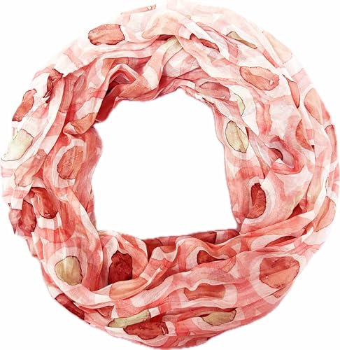 Jeamis Kreis Seide Loop Farbverlauf Frühling Rundschal Rainbow Unisex Sommer Leicht Schal Stola Dots (2025E Rosa)