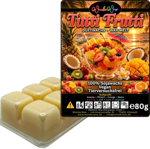 WonderWax® Duftriegel 6 x Duftwachs Würfel Weiß Tutti Frutti | Farbe: Weiß | Raumduft für Duftlampen, Wax Melt, Sojawachs, Indoor Duftöl Wachs schmelzen für Aromalampe