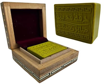 Plastard Aleppo Seife in edler Holzbox –1er Box- Handgemachte Naturseife mit Honig,100% natürlich, Ideal für empfindliche Haut, Geschenkbox. – 75g