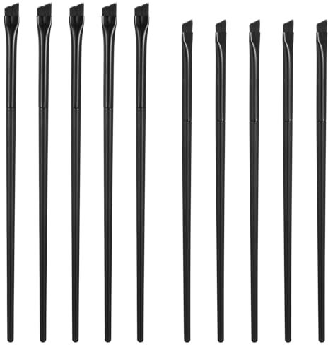 Nogeqi 10 Stück Abgewinkelter Augenbrauen Pinsel Dünn Eyeliner Pinsel Augenbrauenpinsel, Abgewinkelt Lidschatten Pinsel Kleine Feine Abgeschrägte Flache Winkel Augenpinsel, Augen Makeup Werkzeug Set