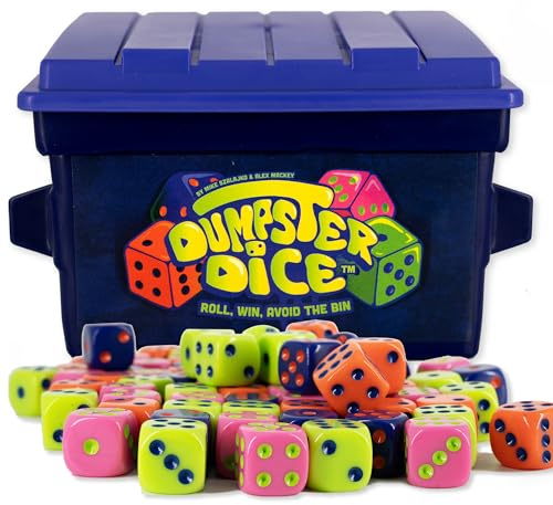 Big Discoveries Dumpster Dice Fast-Paced Family Dice Game | Fun 4-Player Board and Dice Game with Dumpster, 80 Piece Dice Set, and Graffiti Stickers | Perfect for Travel, Parties, and Game Night