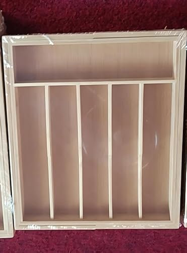 Kitsure Silverware Organizer - Expandable Bamboo Kitchen Drawer Organizer, Adjustable Cutlery Tray for Kitchen Storage & Organisation, 33.6 x 4.5 x 29.0-47.0 cm