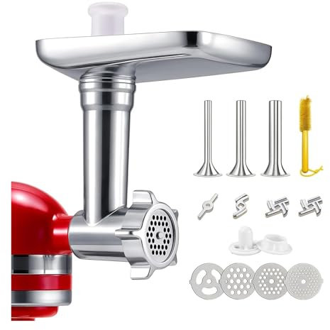 Neaxoyra Stainless Steel Meat Grinder Attachments ,Compatible For KitchenAid ,Mixers, Meat Grinder, Sausage Stuffer, Perfect Grinder Attachment For Ka