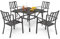 PHI VILLA Gartenmöbel mit 94cm Metall Gartentisch und Stapelbare Stühle 4er Set Metall Terrassen Outdoor Bistro Garten Möbel Sets Wetterfest Garten Sitzgruppe Sparen Platz
