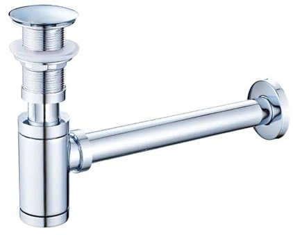 MWAHJU Siphon de lavabo de Salle de Bain avec trop-Plein et Siphon de vidange for ÉVier(No-Overflow Drain)