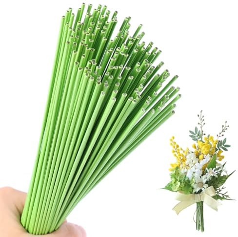 msymsyu 70 Stück Grün-Basteldraht 2mm×40cm Blumenstängel Draht | Hellgrün Blumendraht, Flexibel Steckdraht Floristendraht für Wrapping Blumensträuße und Floralen Handwerken Blumenband
