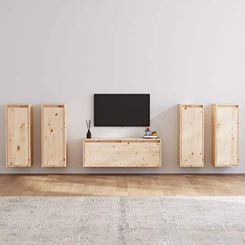 KTHLBRH TV-Schränke 5 STK. Massivholz Kiefer tv unterschrank Sideboard Wohnzimmer HiFi Rack Fernseher Tisch