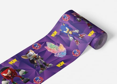 Selbstklebende Bordüre Sonic Prime AG Design, AWBD 8040 | Wasserfest Kinderzimmer Wand Aufkleber Dekoration | Wandbordüre für Mädchen und Junge | Folie, Mehrfarbig | Breite 500 cm x Höhe 13.8 cm