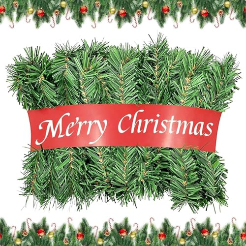 Guirnalda Navidad Verde 2,7 Metros Flexible y Resistente, sin luz, Apta Luces LED, moldeable DIY para Interior Exterior Chimenea, barandilla, Puerta, Ventana, árbol, decoración (3, 2,7M 250 Puntas)