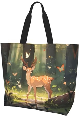 Damen Große Kapazität Schulter Tote Bag Bambi Printed Handtasche Vielseitige Tote Bag für Pendeln und Einkaufen