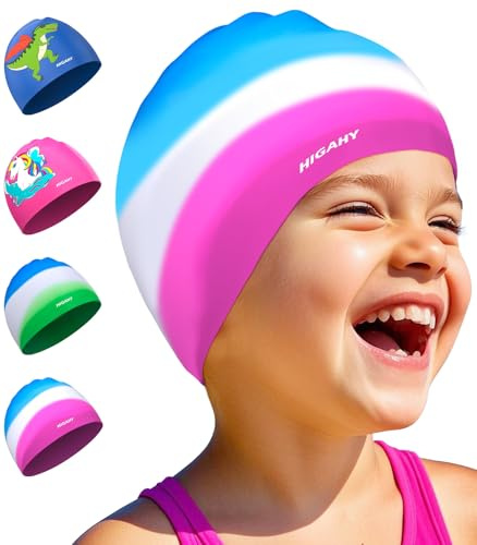 Badekappe Kinder - wasserdichte Badehaube mit UV-Schutz und rutschfest