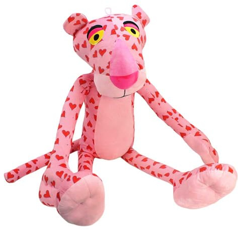 BEMIRO Panther XXL Kuscheltier, ca. 120 cm, weiches Plüschtier liegend, mit gestickten Augen und Schlaufe, Polyester (Herz)