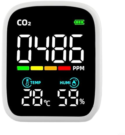 SMZhomeone NDIR Meter Luftqualitätsmonitor mit Temperaturfeuchtigkeit, 400–5000 ppm Reichweite, 1200 mAh Akku, LED-Display, Typ-C-Ladung, weiß, für Büro, Schule, Auto (Infrarot WIFI-3-in-1)