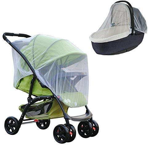 Baby XL Premium Universal-Insektenschutz für Kinderwagen und Babywiegen mit Gummizug, Mückennetz, Moskitonetz, extra Gross, feinmaschig, Weiss