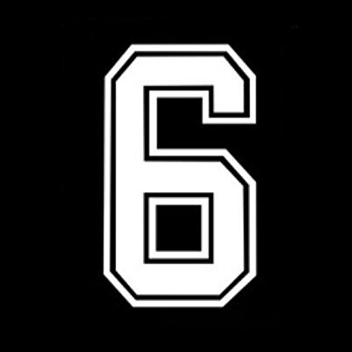 9 Tall Single Number 6 Iron On Heat Transfer for Football Baseball Jersey Sports T-Shirt White