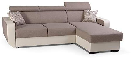 mb-moebel Ecksofa mit Schlaffunktion Eckcouch mit Bettkasten Sofa Couch Wohnlandschaft L-Form Polsterecke - 236x165x97 cm - Pedro (Braun, Ecksofa Rechts)
