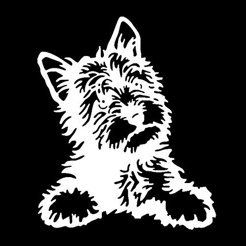 EROSPA® Aufkleber/Sticker KFZ Auto Motorrad - Niedlicher Hund Hündchen Dog - Car-Sticker (Weiß)
