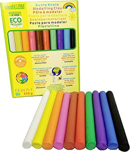 ökoNORM 76820 Modelling Clay Modelliermasse Always Soft 10 Farben Pack, 220g, Ton, Verschiedene, Einheitsgröße
