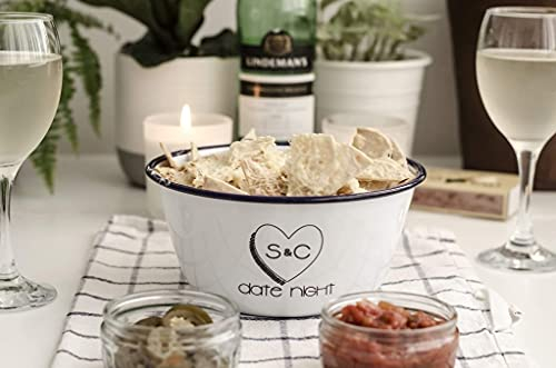 Personalised Date Night Bowl - Engraved Enamel Snack Bowl