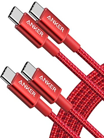 Anker Cavo USB Type-C in nylon, 60W Cavo di ricarica per iPhone 16/16 Pro/16 Plus/15/16 ProMax, iPad Air/Mini/Pro/ 2024, MacBook Pro 2024, Samsung Galaxy S23, Switch(1,8m, Rosso)